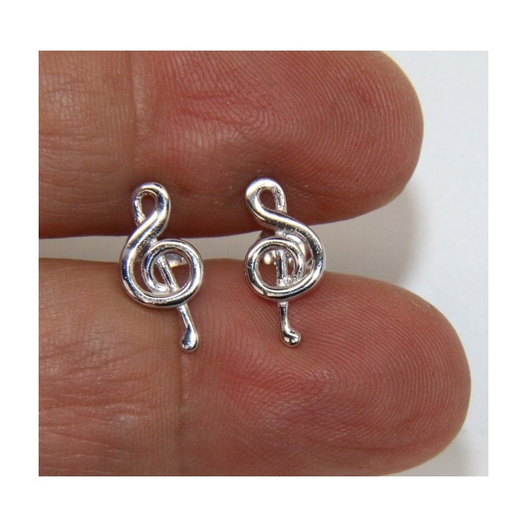 NSA|Orecchini donna o uomo argento 925 con chiave di SOL violino speculari