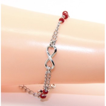 NSA|Man Woman Bracelet Silver 925 red rosary workmanship with infinite 15,50-18,00 cm