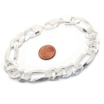 NonSoloArgenti|bracelet for man massive italian italy silver tag  figaro chain