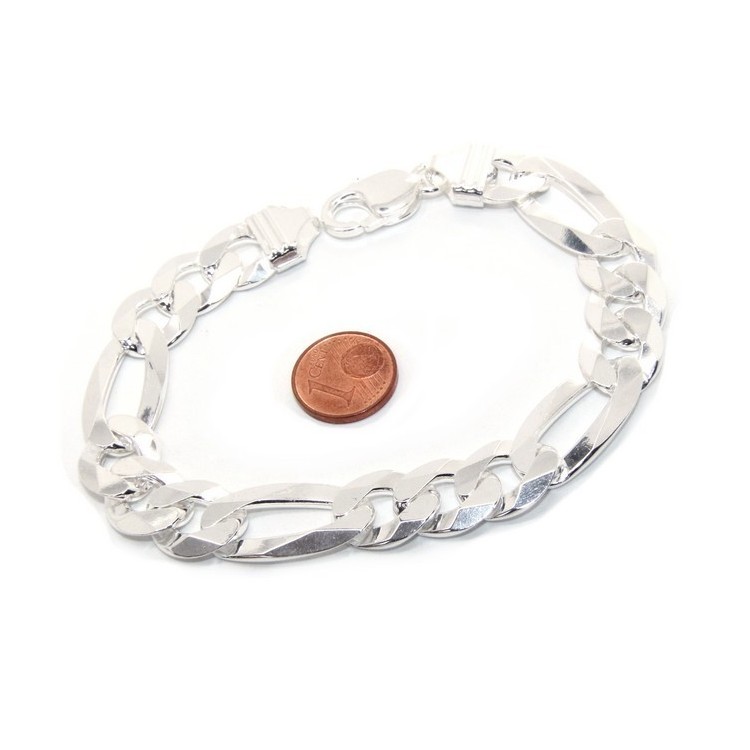 NonSoloArgenti|bracelet for man massive italian italy silver tag  figaro chain
