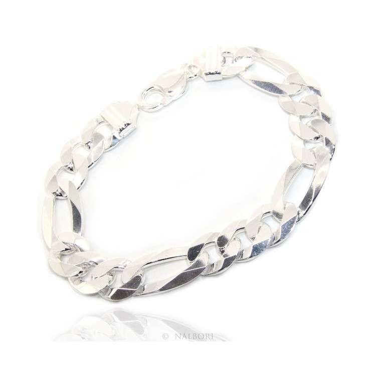 NonSoloArgenti|bracelet for man massive italian italy silver tag  figaro chain