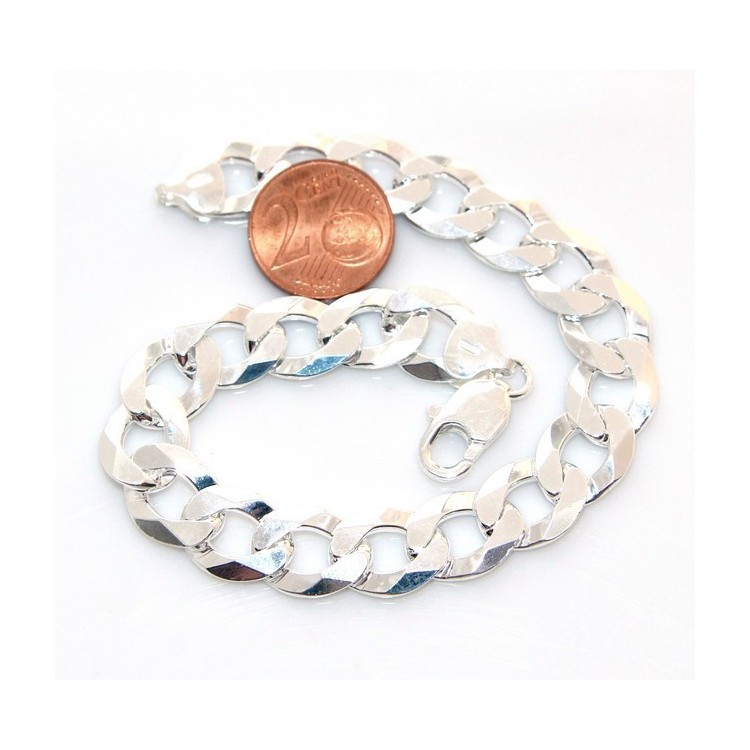 NSA|SILVER 925: 11mm Man's Chain Bracelet Long Heavy Dumbbell 22cm Full Heavy