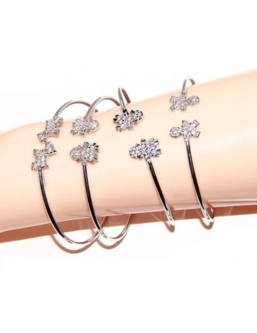 SILVER 925: Bracelet open natural zircons dog brilliant woman slave