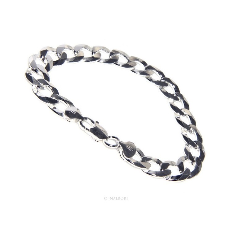 NSA|ARGENTO 925 : Bracciale uomo catena da 11 mm grumetta grumettone massiccio lungo 22 cm pieno pesante