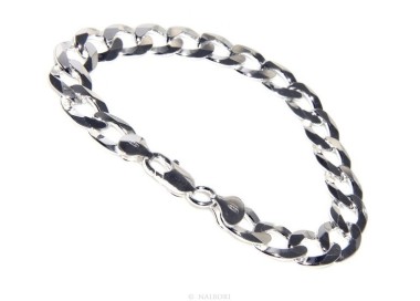 NSA|ARGENTO 925 : Bracciale uomo catena da 11 mm grumetta grumettone massiccio lungo 22 cm pieno pesante