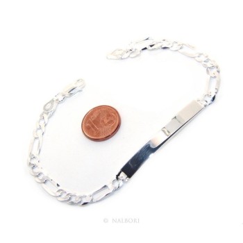 NSA|NALBORI Men's or women's silver bracelet in 925 silver, solid chain figaro 5 mm  wrist 20,50 cm