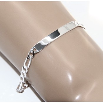 NSA|NALBORI Men's or women's silver bracelet in 925 silver, solid chain figaro 5 mm  wrist 20,50 cm