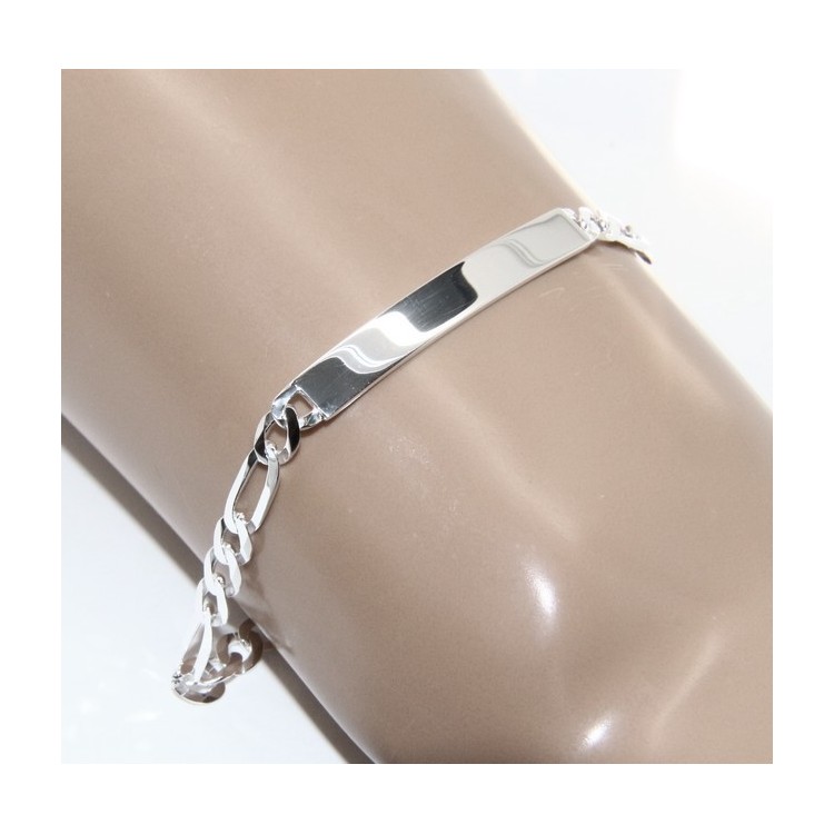 NSA|NALBORI Men's or women's silver bracelet in 925 silver, solid chain figaro 5 mm  wrist 20,50 cm
