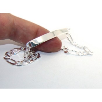 NSA|NALBORI Bracciale targa uomo donna argento 925 chiaro, massiccio catena figaro 5 mm polso 20,50