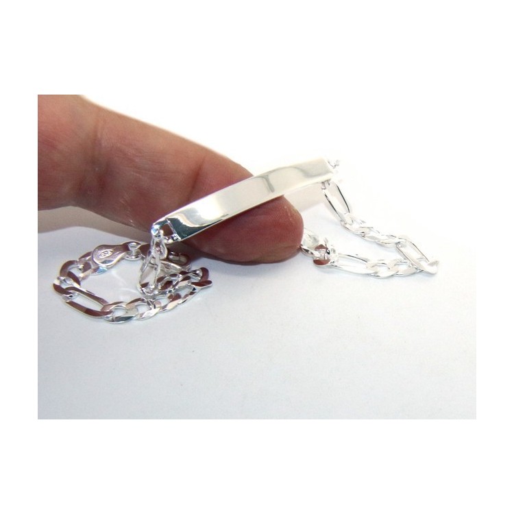 NSA|NALBORI Men's or women's silver bracelet in 925 silver, solid chain figaro 5 mm  wrist 20,50 cm