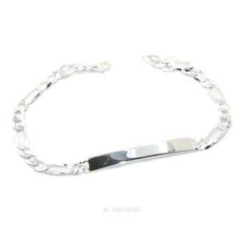 NSA|NALBORI Men's or women's silver bracelet in 925 silver, solid chain figaro 5 mm  wrist 20,50 cm
