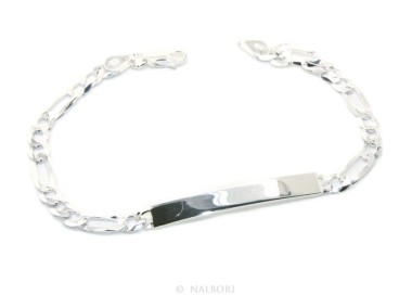 NSA|NALBORI Men's or women's silver bracelet in 925 silver, solid chain figaro 5 mm  wrist 20,50 cm