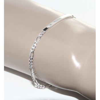 NSA|NALBORI Men's or women's silver bracelet in 925 silver, solid chain figaro 3 mm  wrist 18 cm