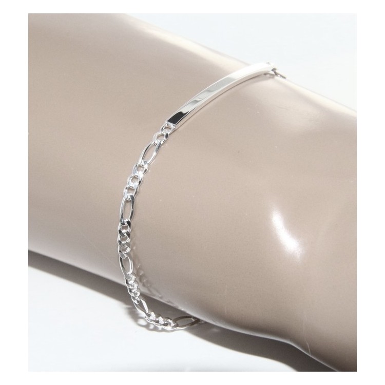 NSA|NALBORI Men's or women's silver bracelet in 925 silver, solid chain figaro 3 mm  wrist 18 cm