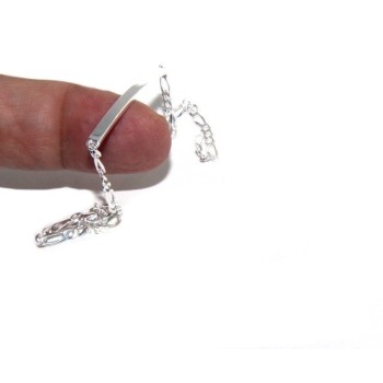 NSA|NALBORI Men's or women's silver bracelet in 925 silver, solid chain figaro 3 mm  wrist 18 cm