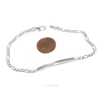 NSA|NALBORI Men's or women's silver bracelet in 925 silver, solid chain figaro 3 mm  wrist 18 cm