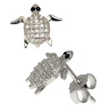 NSA|925 silver tortoiseshell earrings pavè brilliant cut black white zircons