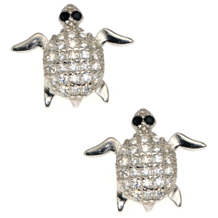 NSA|925 silver tortoiseshell earrings pavè brilliant cut black white zircons