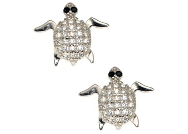 NSA|925 silver tortoiseshell earrings pavè brilliant cut black white zircons