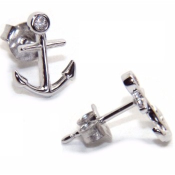 NSA|925 silver anchor earrings and brilliant white cipollino zircon