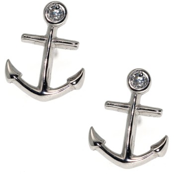 NSA|925 silver anchor earrings and brilliant white cipollino zircon