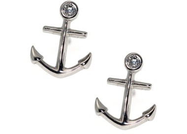 NSA|925 silver anchor earrings and brilliant white cipollino zircon