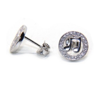 NSA|925 silver or silver 925 men's earrings musical notes and white circus zircons