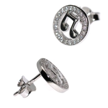 NSA|925 silver ear stud musical notes and white zircons