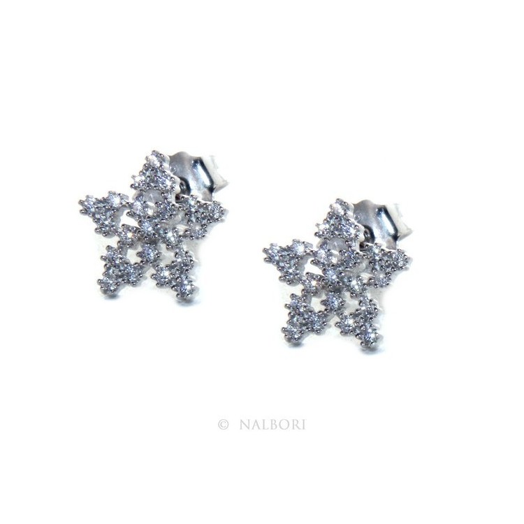 NSA|Women's 925 silver earrings in the shape of a star with white zircons