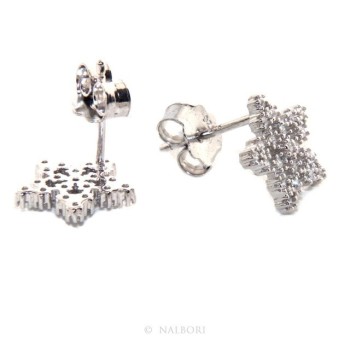 NSA|Women's 925 silver earrings in the shape of a star with white zircons