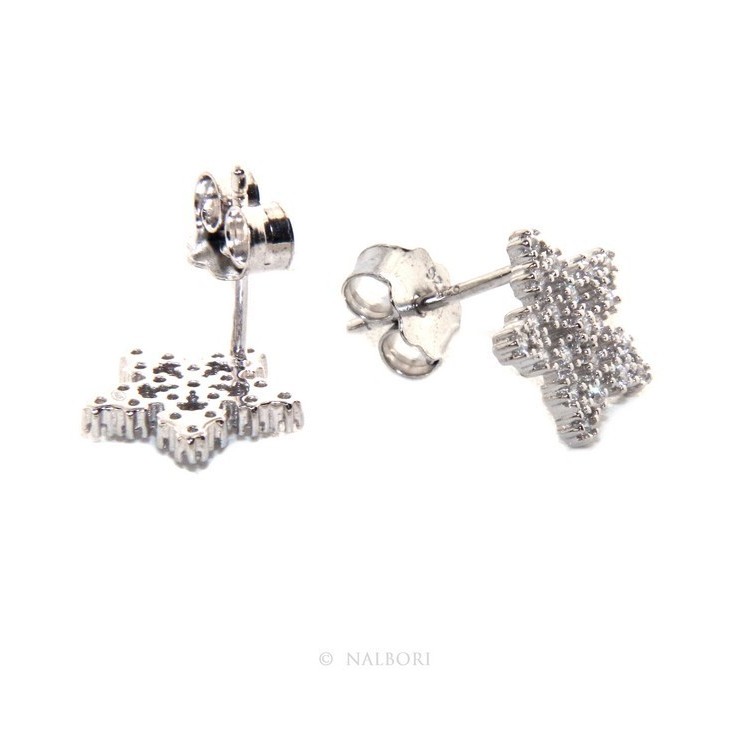 NSA|Women's 925 silver earrings in the shape of a star with white zircons