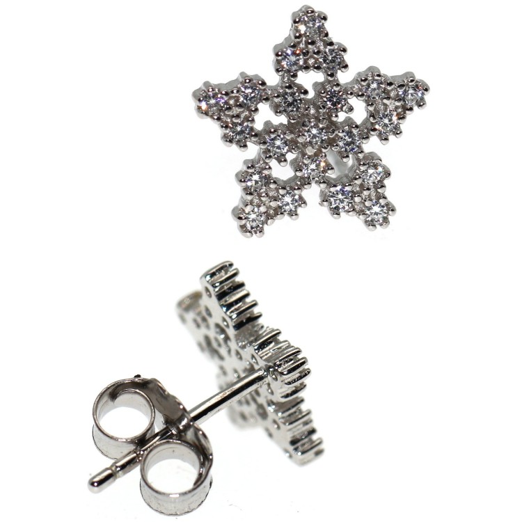 NSA|Women's 925 silver earrings in the shape of a star with white zircons