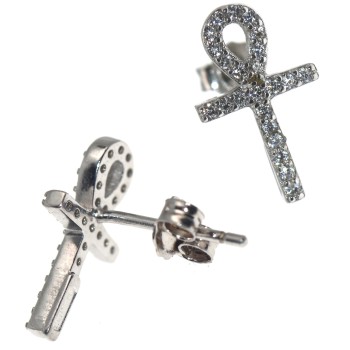 NSA|Earrings silver 925 egyptian cross key of life zircons ankh ansataata ankh