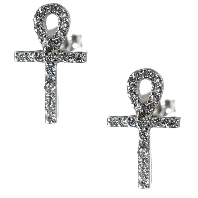 NSA|Earrings silver 925 egyptian cross key of life zircons ankh ansataata ankh