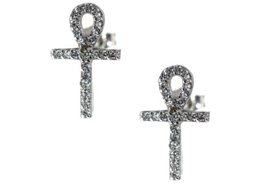 NSA|Earrings silver 925 egyptian cross key of life zircons ankh ansataata ankh