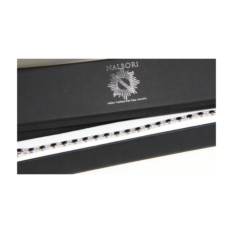 NSA|Bracciale per donna in Argento 925 modello Tennis Con Zirconi bianco e nero da 4 mm 17,5 cm a griffe