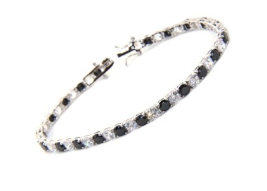 NSA|tennis bianco nero argento 925 bracciale donna 4 mm 17,5 cm