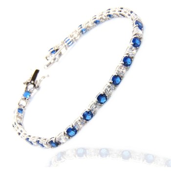 NSA|tennis bianco blu argento 925 bracciale donna 4 mm 17,5 cm