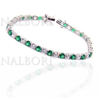 NSA|Bracciale per donna in Argento 925 modello Tennis Con Zirconi bianco e verde da 4 mm 17,5 cm a griffe