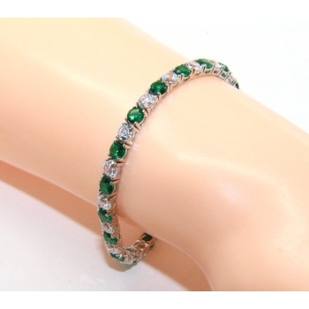 NSA|Bracciale per donna in Argento 925 modello Tennis Con Zirconi bianco e verde da 4 mm 17,5 cm a griffe