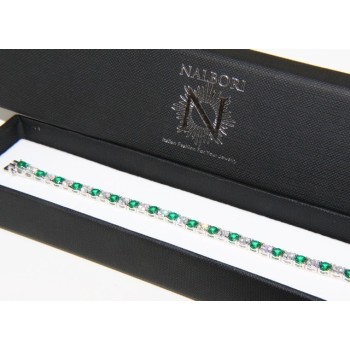 NSA|Bracciale per donna in Argento 925 modello Tennis Con Zirconi bianco e verde da 4 mm 17,5 cm a griffe