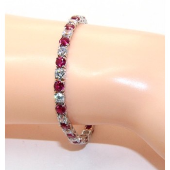 NSA|Bracciale per donna in Argento 925 modello Tennis Con Zirconi bianco e rosso da 4 mm 17,5 cm a griffe