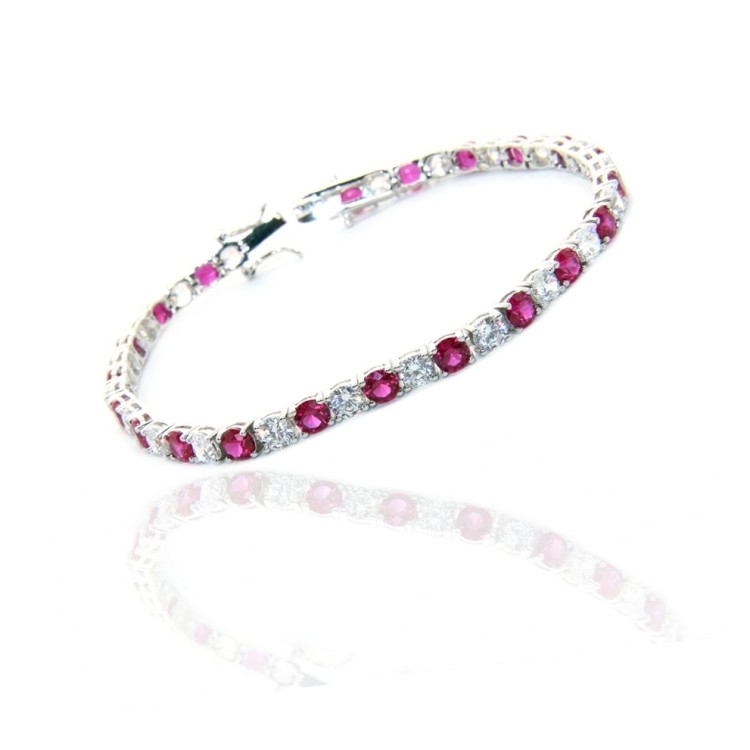 NSA|tennis bianco blu argento 925 bracciale donna 4 mm 17,5 cm NALBORI