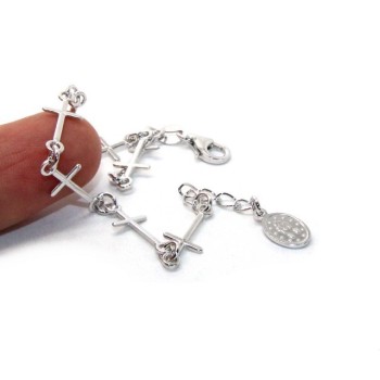 NSA|Rosary series bracelet for men or women in 925 sterling silver pendant of the miraculous madonna. Mis 16.50 - 19.50 cm