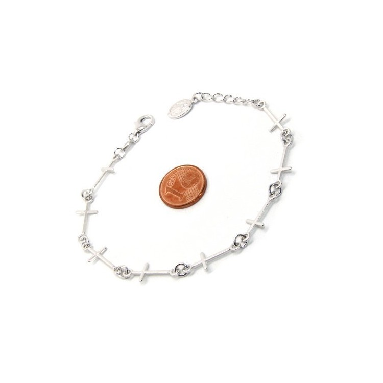 NSA|Bracciale serie di croci rosario per uomo o donna in Argento 925 ciondolo della madonna miracolosa . Mis 16,50 - 19,50 cm