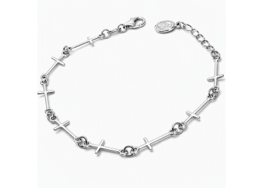 NSA|Bracciale serie di croci rosario per uomo o donna in Argento 925 ciondolo della madonna miracolosa . Mis 16,50 - 19,50 cm