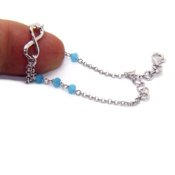 NSA|Bracelet man woman Silver 925 rosary crystal light blue with 1 infinite element 15.00 -17.50 cm