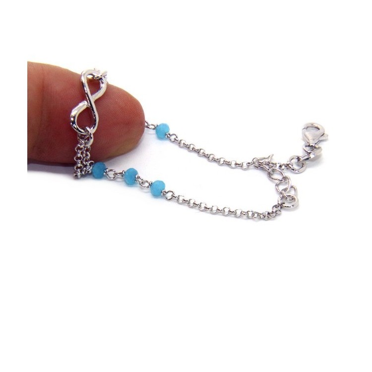 NSA|Bracelet man woman Silver 925 rosary crystal light blue with 1 infinite element 15.00 -17.50 cm