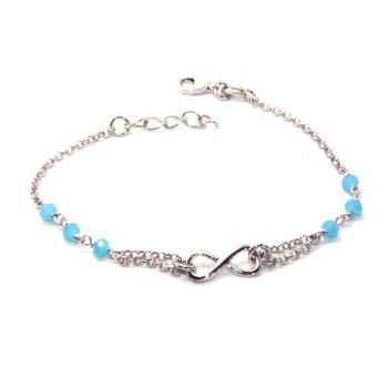 NSA|Bracelet man woman Silver 925 rosary crystal light blue with 1 infinite element 15.00 -17.50 cm