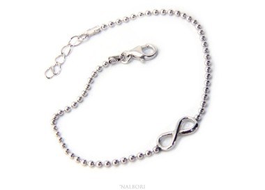 NSA|Bracciale uomo donna Argento 925 catena a palline da 2 mm e 1 elemento infinito 17,50-20,50 cm